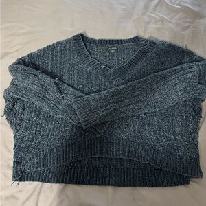 green v neck sweater